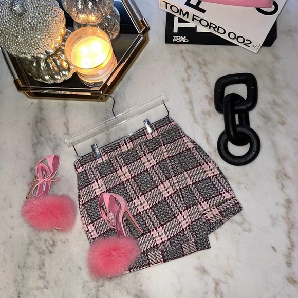 Forever 21 Tweed Asymmetric Mini Skirt in Pink Multi - Picture 1 of 13